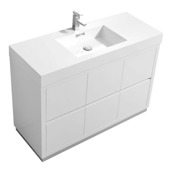 KubeBath Bliss 48 in. Free Standing Single Sink Modern Bathroom Vanity - FMB48-GW