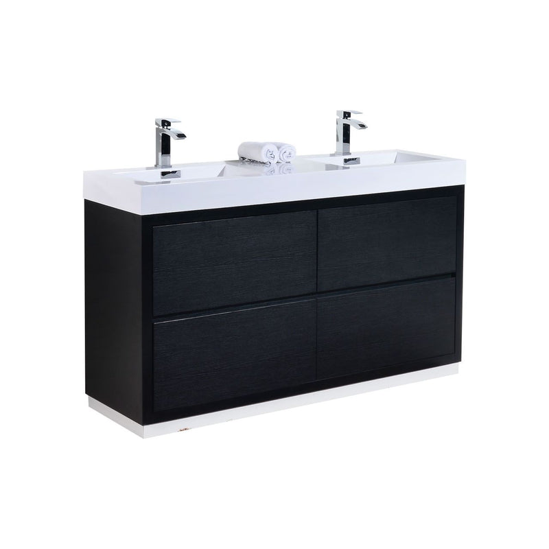 KubeBath Bliss 60 in. Free Standing Double Sink Modern Bathroom Vanity - FMB60D-GW