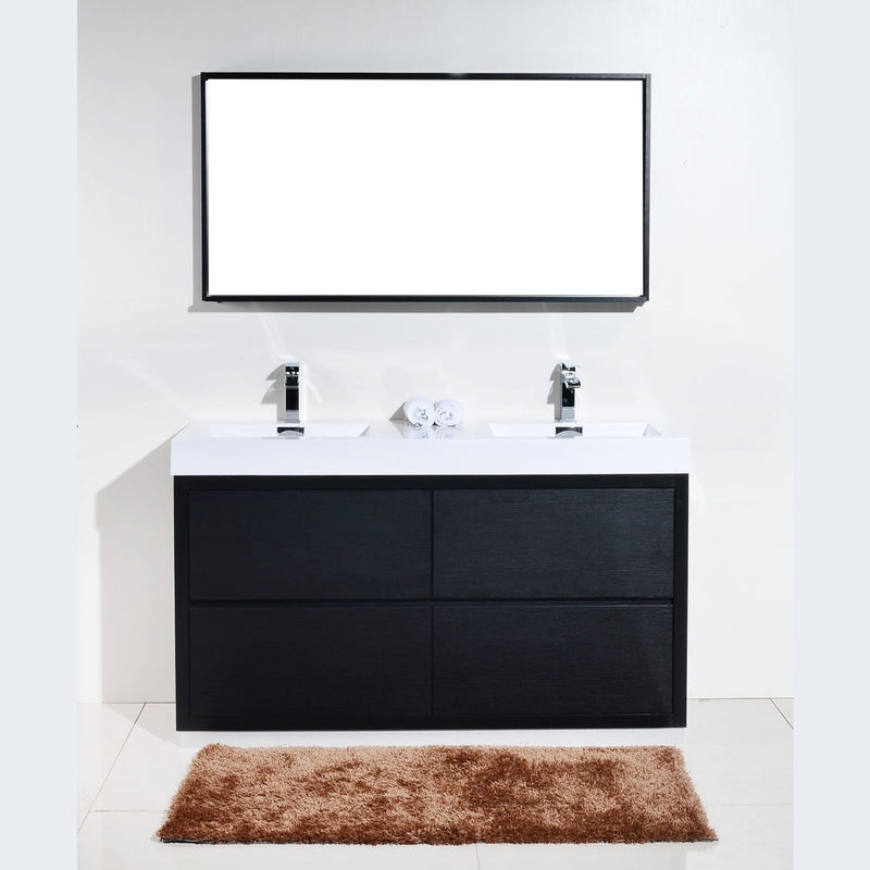 KubeBath Bliss 60 in. Free Standing Double Sink Modern Bathroom Vanity - FMB60D-GW