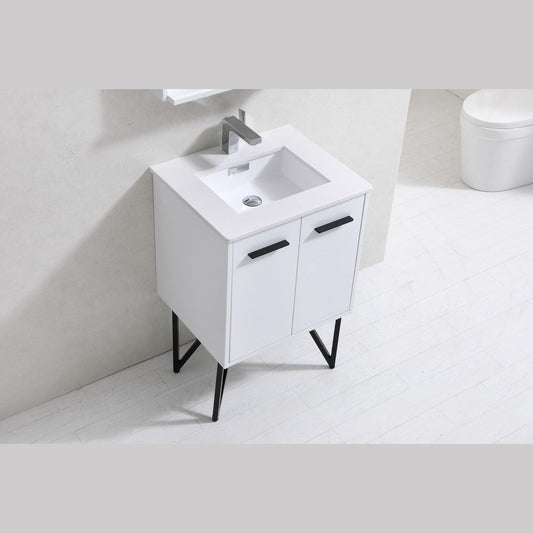 KubeBath Bosco 24 in. Modern Bathroom Vanity With Color Options - KB24GW