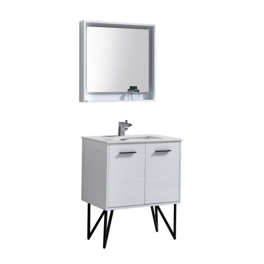 KubeBath Bosco 30 in. Modern Bathroom Vanity With Color Options - KB30GW