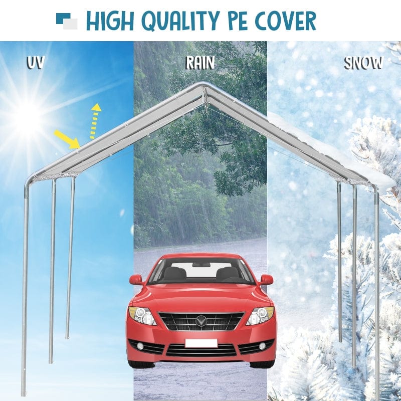 Outsunny Large 2-Bay Vehicle Awning Shelter w/ Simple Design - 84C-159