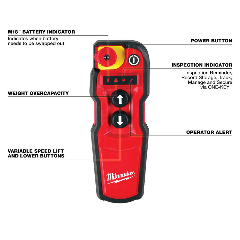 Milwaukee M18 Compact 1 Ton Chain Hoist w/ One Key - 2983-22HD