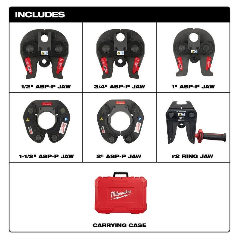 Milwaukee 1/2" â€“ 2" Ips-Asp Press Jaw & Ring Kit for M18 Force Logic Long Throw Press Tool - 49-16-2691sa