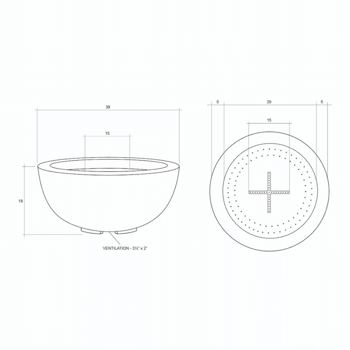 Prism Hardscapes 39" Moderno 8 Fire Bowl with Free Cover - Ph-440-4ng_7b15