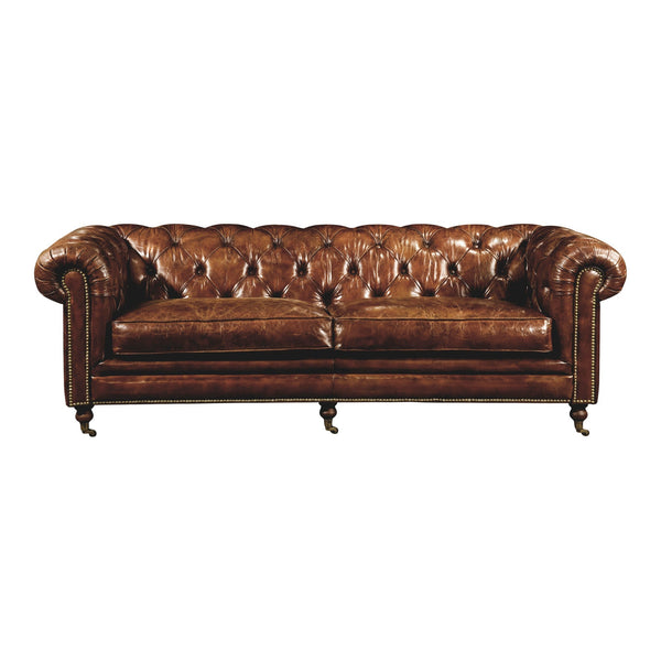 Moe's Home Collection Birmingham Sofa Cappuccino Brown Leather PK-1007-20