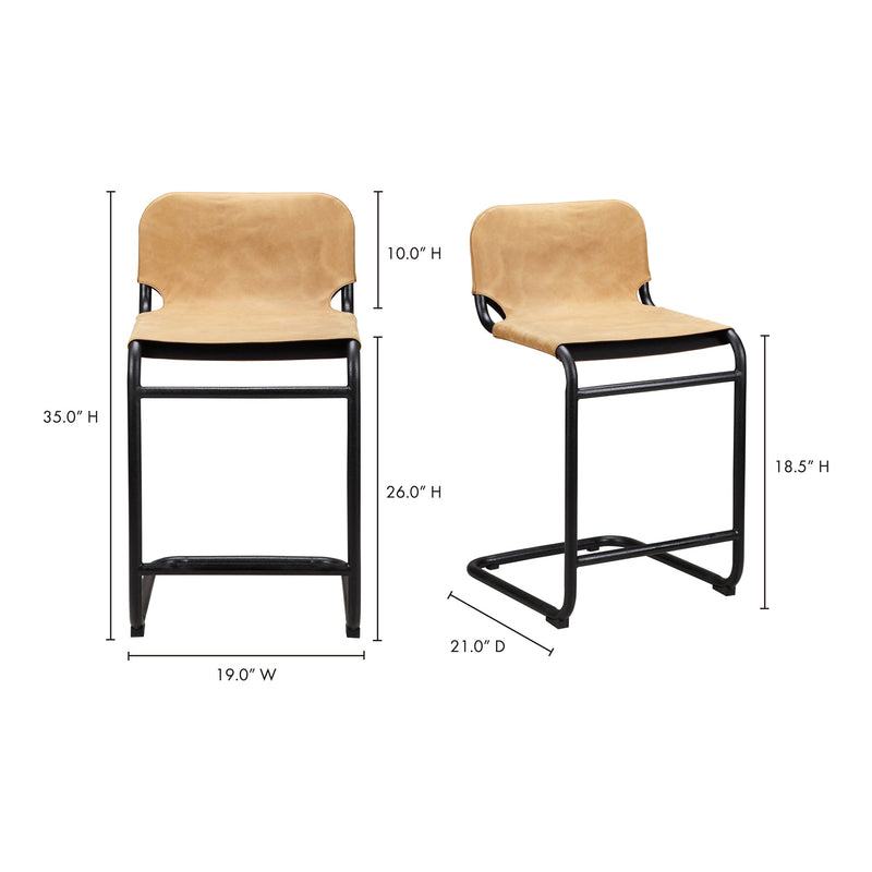 Moe's Home Collection Set of Two Baker Counter Stool Sunbaked Tan Leather PK-1072-40