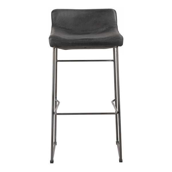 Moe's Home Collection Set of Two Starlet Barstool Onyx Black Leather PK-1107-02