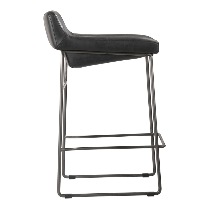 Moe's Home Collection Set of Two Starlet Counter Stool Onyx Black Leather PK-1106-02