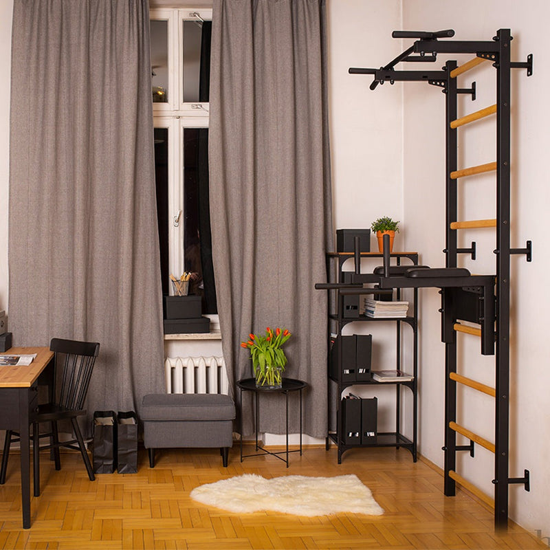 BenchK Swedish Ladder w/ Dip Bar - Black