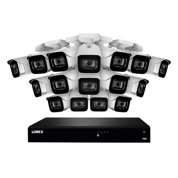 Lorex 16-Channel Fusion NVR System with Sixteen 4K 8MP IP Cameras Security Surveillance System New N4K3-1616WB