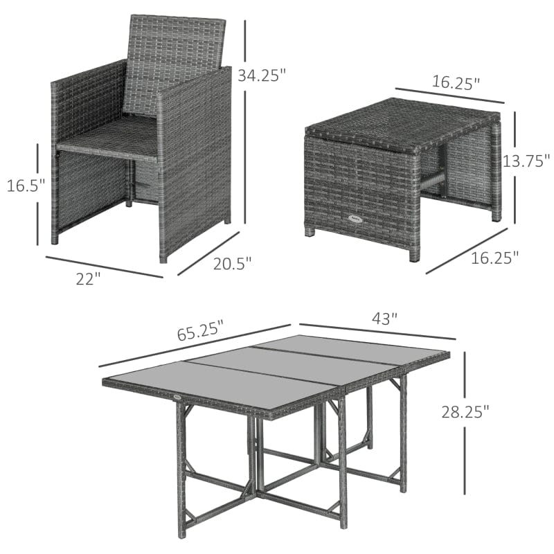 Outsunny 11 Pieces Patio Wicker Dining Sets - 841-162CG