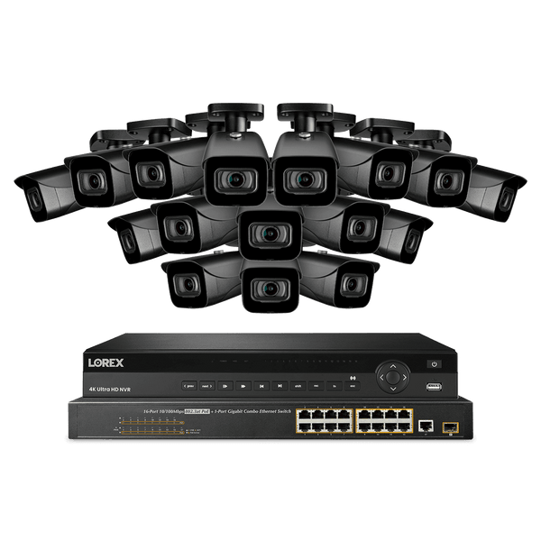 Lorex 32-Channel NVR System with Sixteen 4K 8MP IP Cameras Security Surveillance System New NC4K8-3216BB