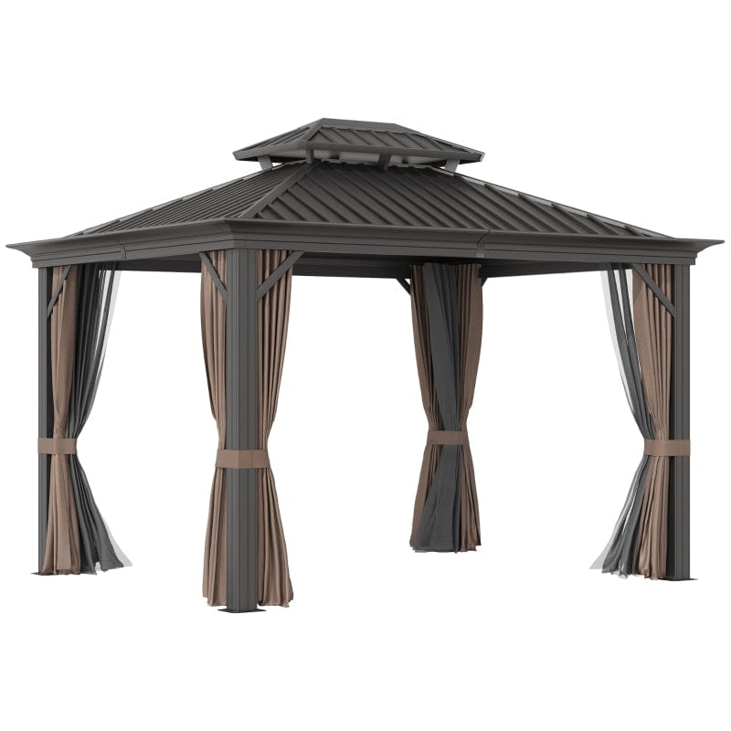 Outsunny 12'x10' Hardtop Gazebo with Aluminum Frame - 84C-204V02BN