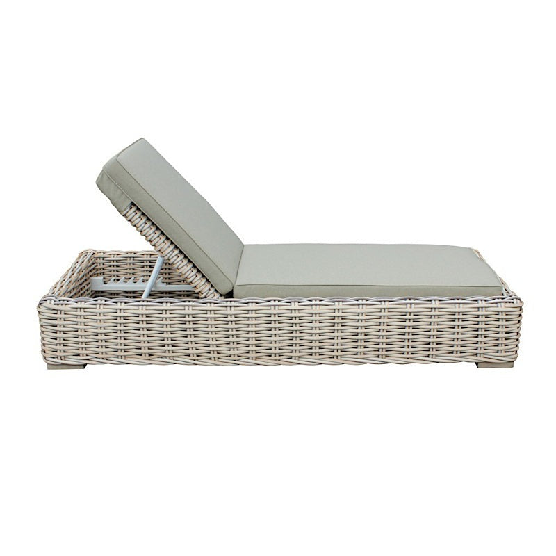 OUTSY Anna 79 X 31.5 Inch Outdoor Wicker Aluminum Frame Sun Lounger in White and Grey - 0AAN-SL-WH