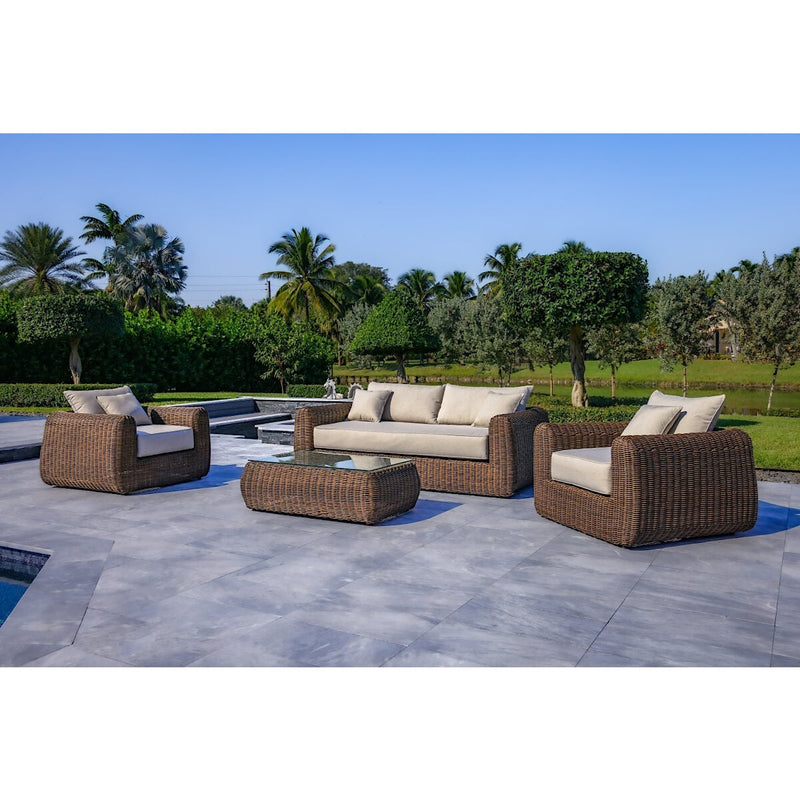 OUTSY Milo LUX 4PC Outdoor Wicker Furniture Set - Brown - 0AMI-R02-BR-R-LUX