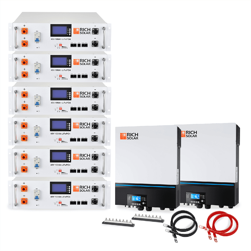 Off-Grid System Kit | 13,000W 120/240V Output, 48VDC(28.8kWh Alpha 5 Server Lithium Iron Phosphate Battery) - Backyard Provider