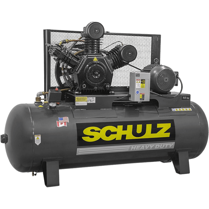 Schulz L-Series Air Compressor 10 HP 120 gal. 2-Stage 208-230V 3-Phase Horizontal New - 10120HL40X-3