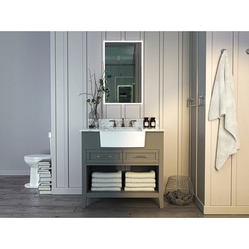 Ancerre Hayley Bathroom Vanity with Sink and Carrara White Marble Top Cabinet Set - VTS-HAYLEY-36-W-CW - Backyard Provider