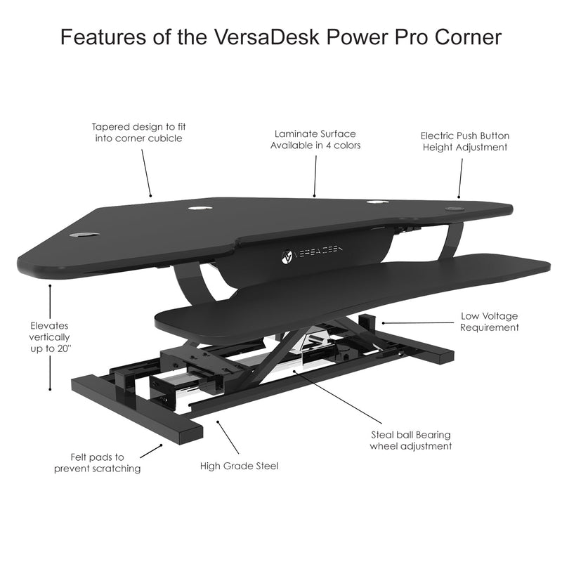 VersaDesk - 48" Power Pro Corner Electric Standing Desk Converter