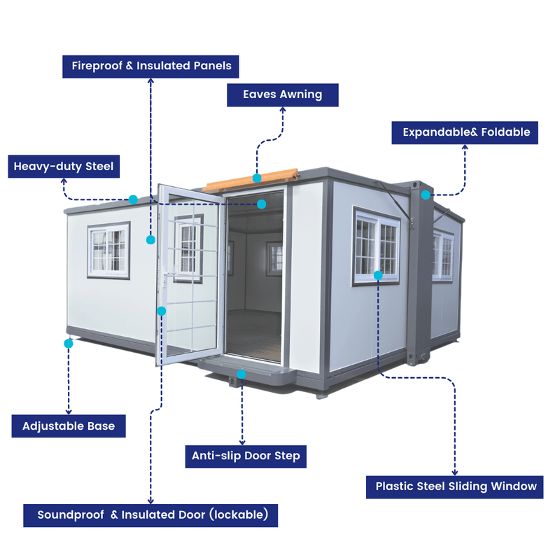 Modern Office Mobile Expandable Prefab House 16½ft x 20ft PM000118