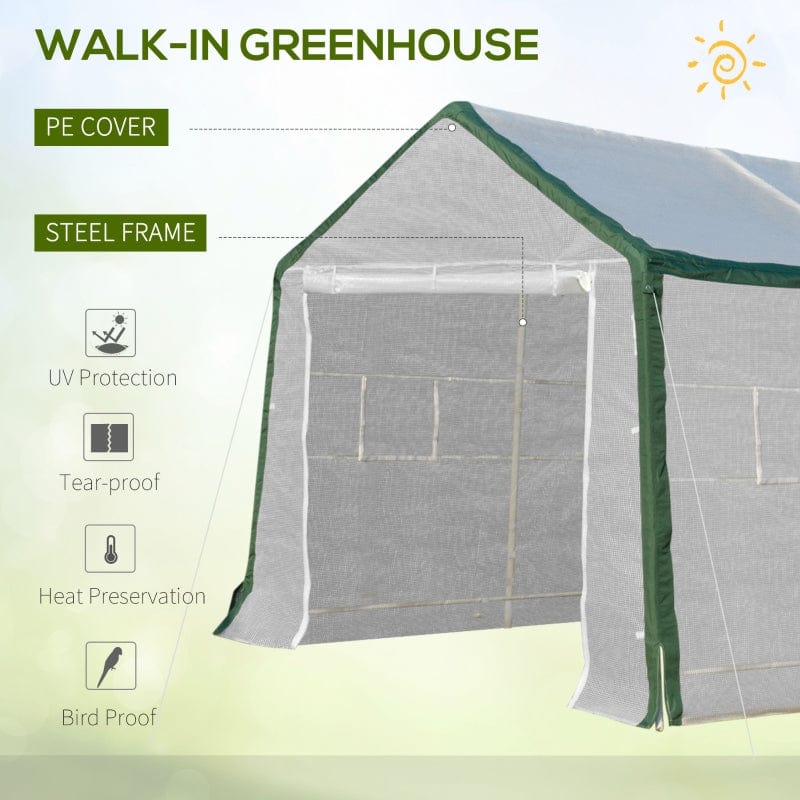 Outsunny 20' L x 10' W x 8' H Heavy-duty Greenhouse - 169BII9TKTG01