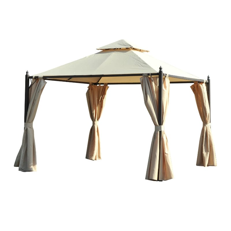 Outsunny 10' x 10' Steel Outdoor Garden Gazebo with Curtains - 84C-033