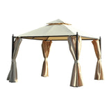 Outsunny 10' x 10' Steel Outdoor Garden Gazebo with Curtains - 84C-033