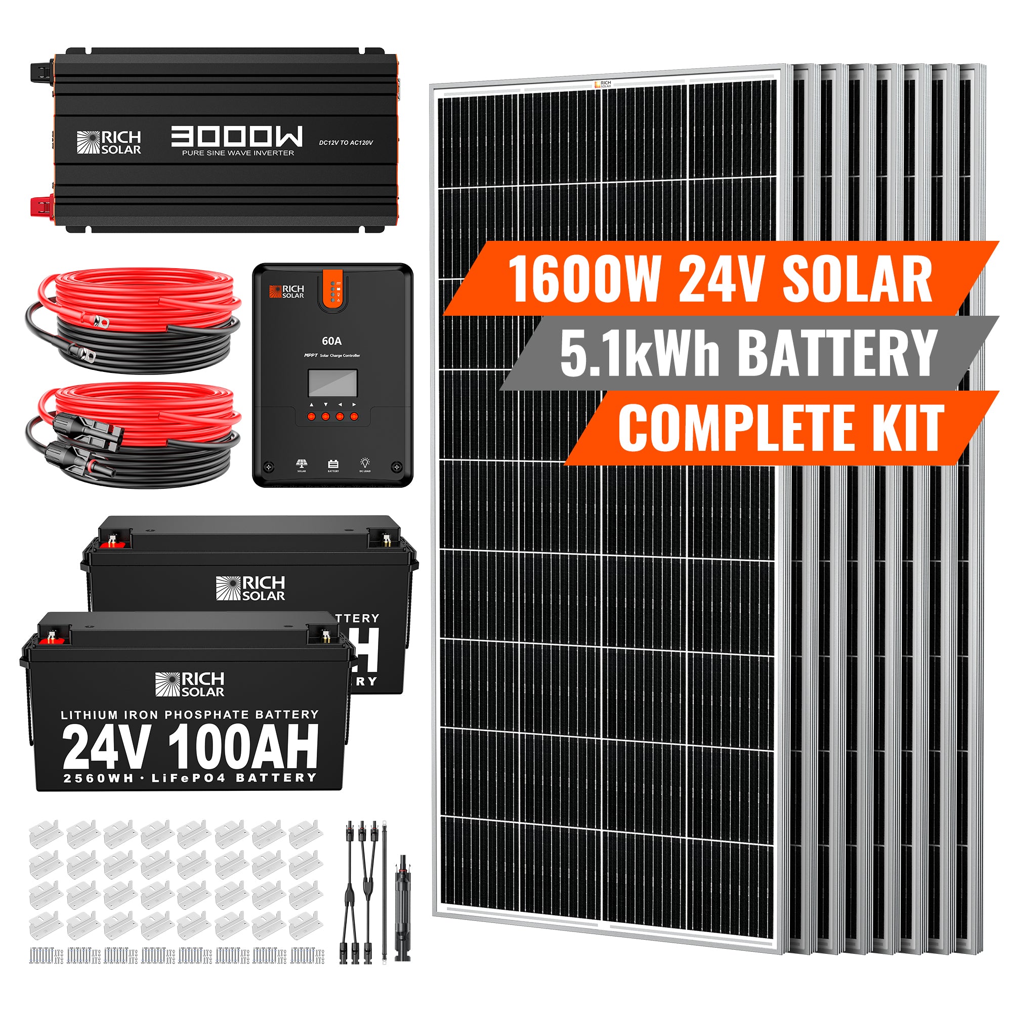 1600 Watt 24V Complete Solar Kit - Backyard Provider