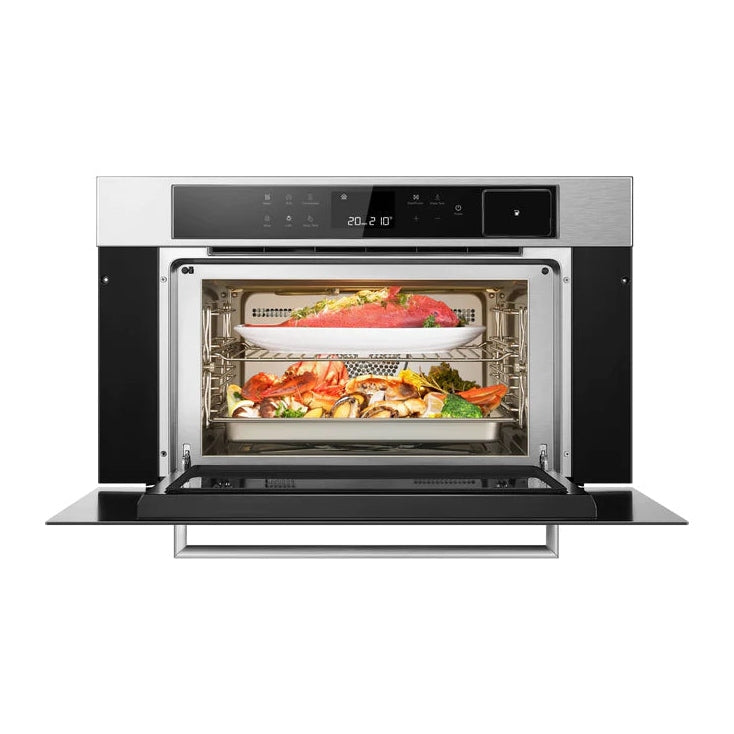 ROBAM 30-Inch Built-In Convection Wall Oven with Air Fry & Steam Cooking in Stainless Steel with Onyx Black Tempered Glass - CQ762