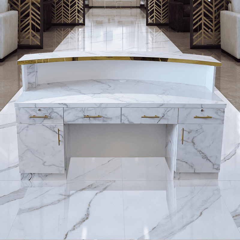 Whale Spa - Gold and Marble Reception Desk