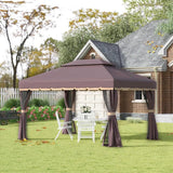 Outsunny 10' x 13' Patio Gazebo, 2-Tier Polyester Roof - 01-0879