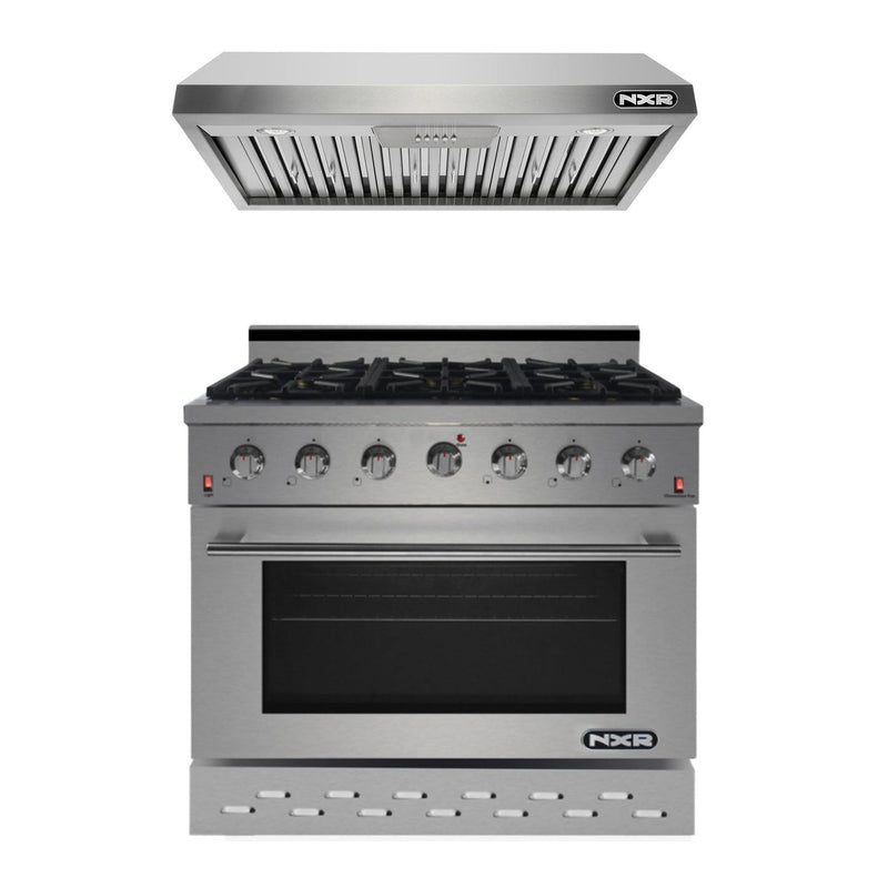 NXR 36 in. Natural Gas Range and Under Cabinet Range Hood Package, - SC3611EHBD