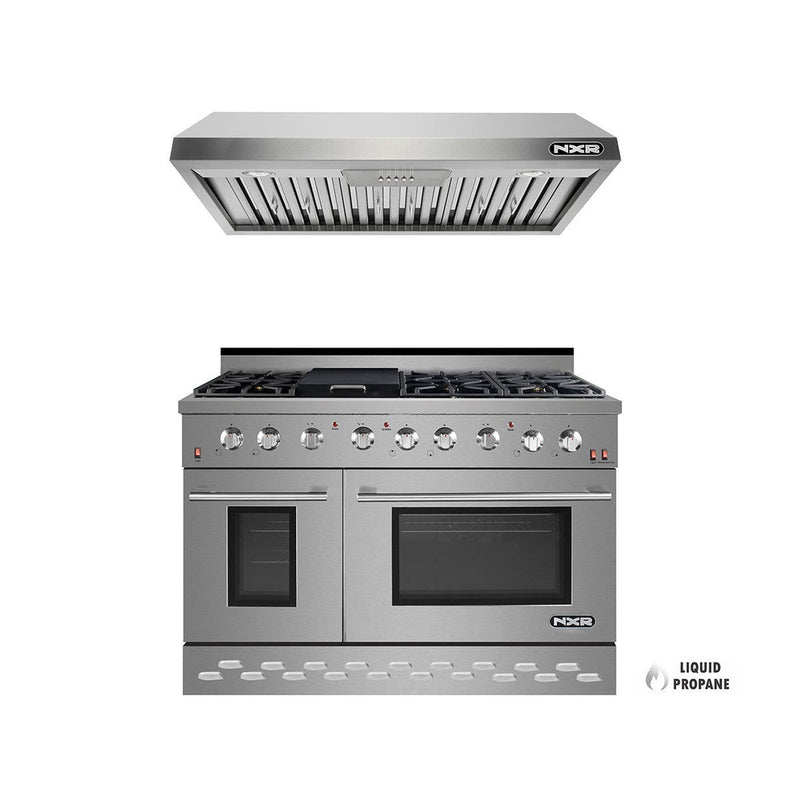 NXR 48 in. Propane Gas Range and Under Cabinet Range Hood Package, - SC4811LPEHBD