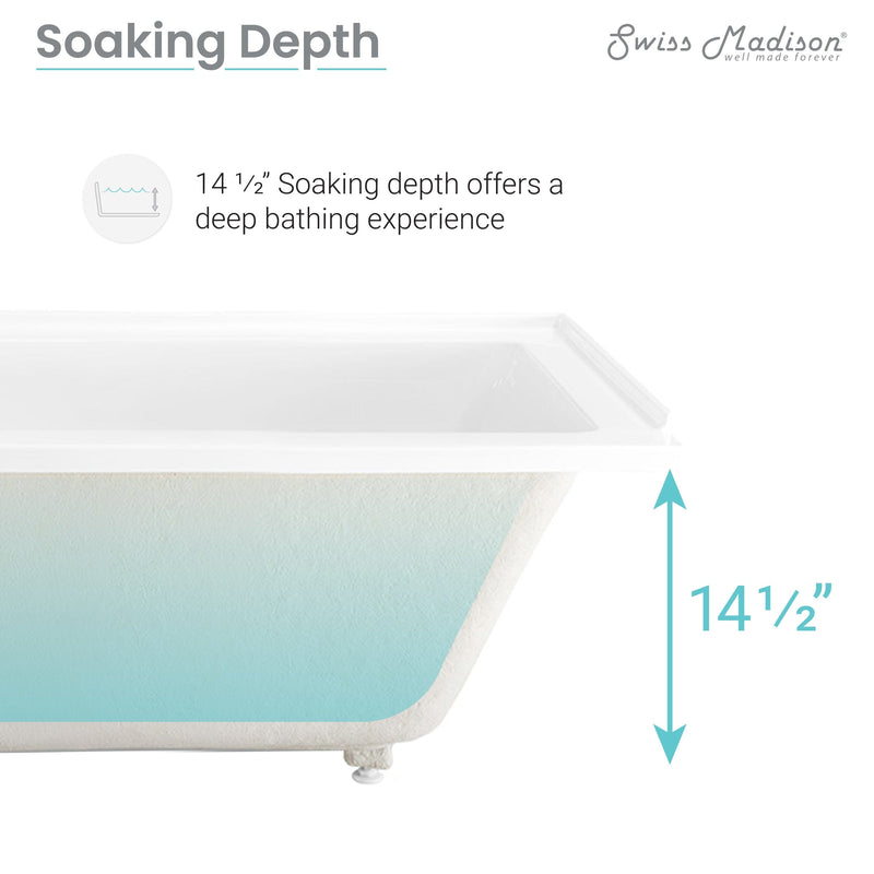 Swiss Madison Voltaire 54 in x 30 in Acrylic Glossy White, Alcove, Integral Right-Hand Drain, Bathtub - SM-AB563 - Backyard Provider