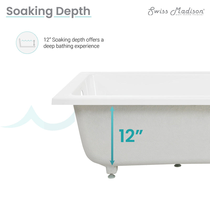 Swiss Madison Voltaire 48" x 32" Reversible Drain Drop-In Bathtub - SM-DB571 - Backyard Provider