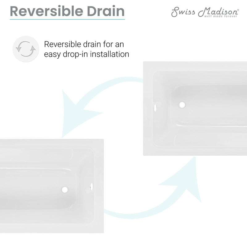 Swiss Madison Voltaire 48" x 32" Reversible Drain Drop-In Bathtub - SM-DB571 - Backyard Provider