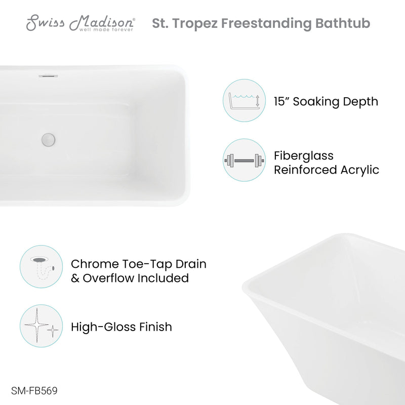 Swiss Madison St. Tropez 60" Freestanding Bathtub - SM-FB569 - Backyard Provider