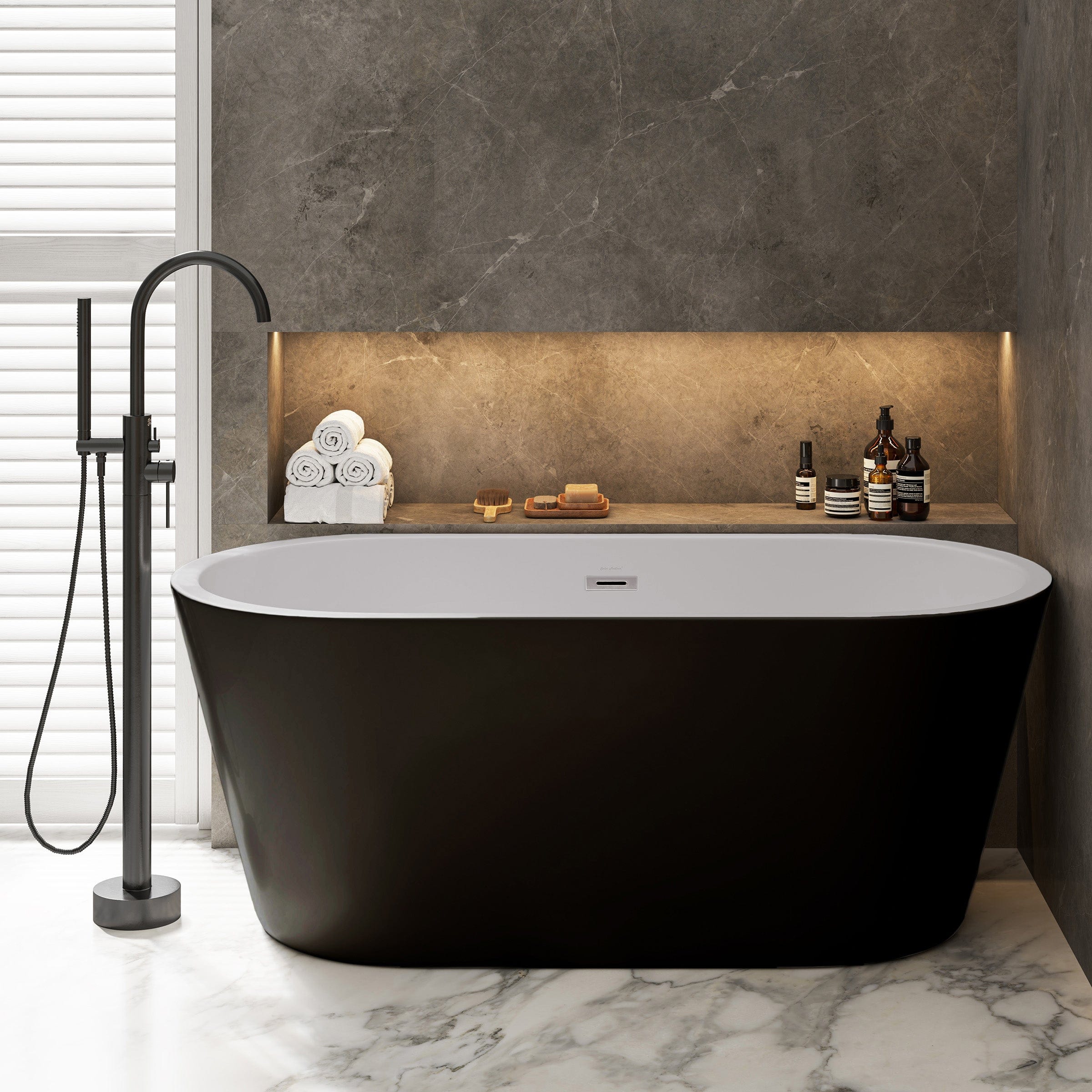 Swiss Madison Claire 60" Freestanding Bathtub Matte Black and Matte White - SM-FB590MBMW - Backyard Provider