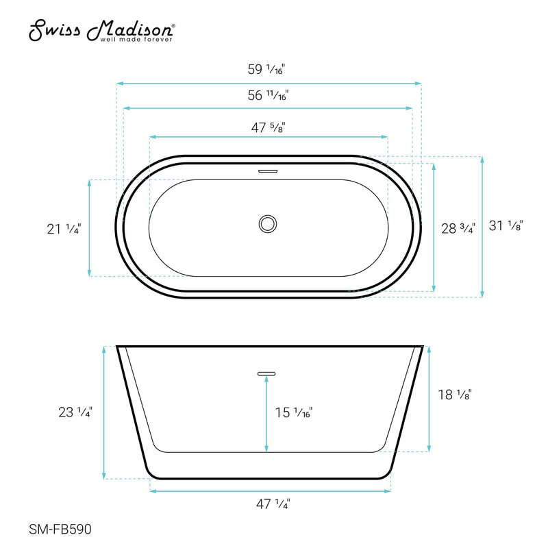 Swiss Madison Claire 60" Freestanding Bathtub - SM-FB590 - Backyard Provider