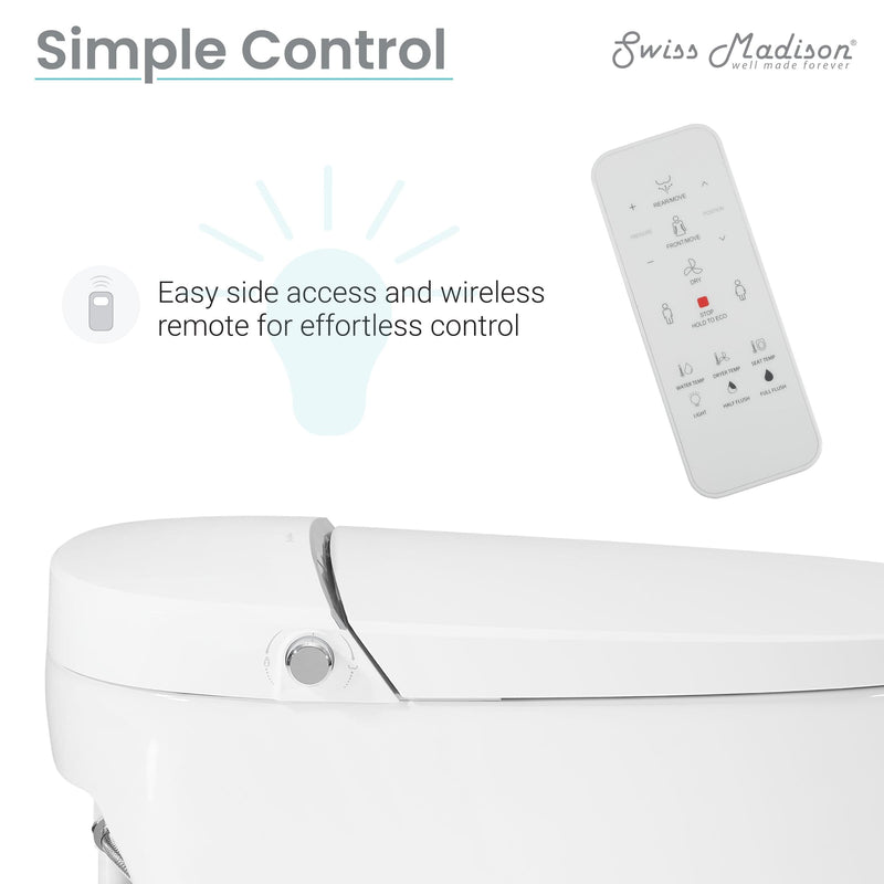 ﻿﻿﻿Swiss Madison Avancer Intelligent Tankless Elongated Toilet and Bidet, Touchless Vortex™ Dual-Flush 1.1/1.6 gpf - SM-ST060 - Backyard Provider