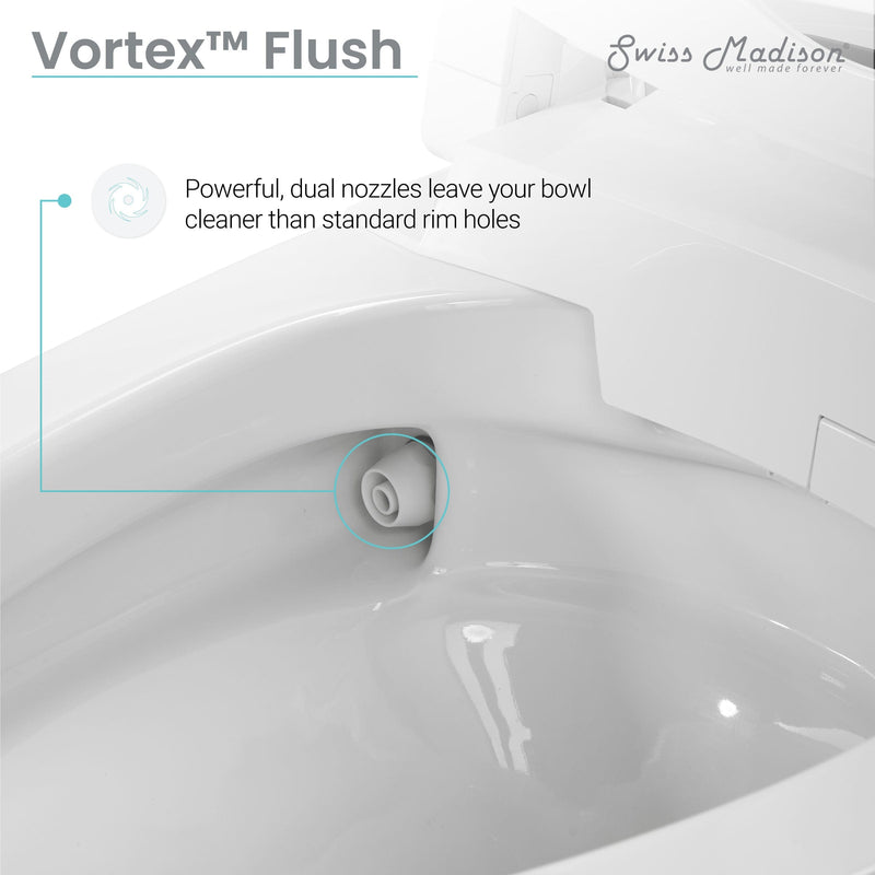 ﻿﻿﻿Swiss Madison Avancer Intelligent Tankless Elongated Toilet and Bidet, Touchless Vortex™ Dual-Flush 1.1/1.6 gpf - SM-ST060 - Backyard Provider