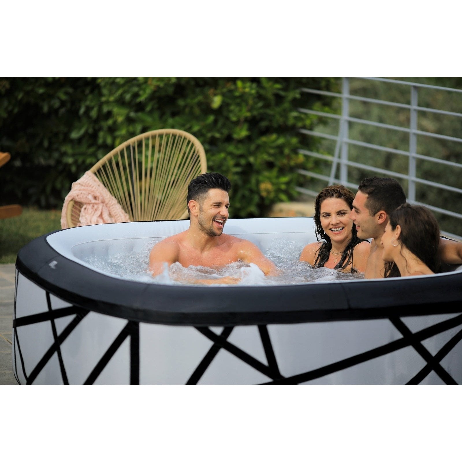 MSPA SOHO, PREMIUM SERIES, Inflatable Hot Tub & Spa, 132 Air Bubble System, One Piece Quick Setup, Square - 6 Persons