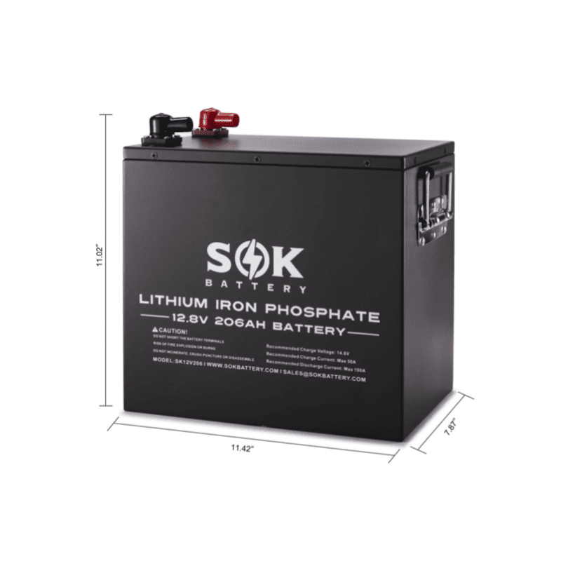 SOK Battery [206Ah] 12V LiFePO4 Deep Cycle Lithium Solar Battery - Backyard Provider