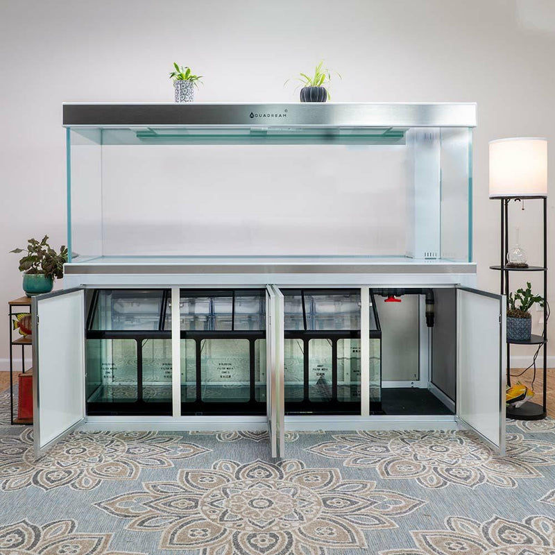 AQUA DREAM TEMPERED GLASS AQUARIUM 400 GALLON FISH TANK COMPLETE SET WHITE SILVER-AD-2320-WS