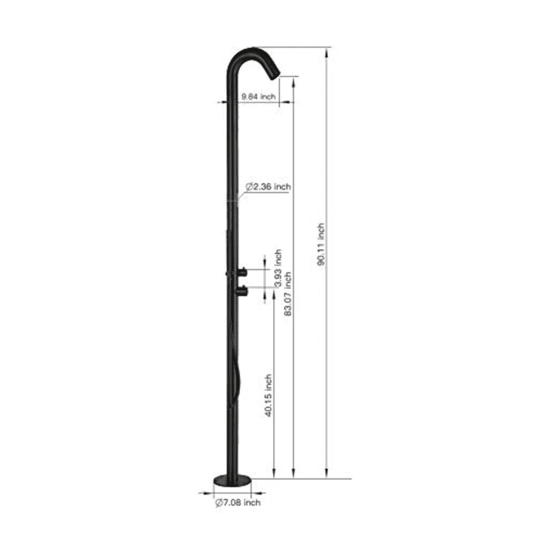 Heatgene Black Stainless Steel Freestanding Outdoor Shower with Handheld Shower for Outside/Swimming Pools - Backyard Provider