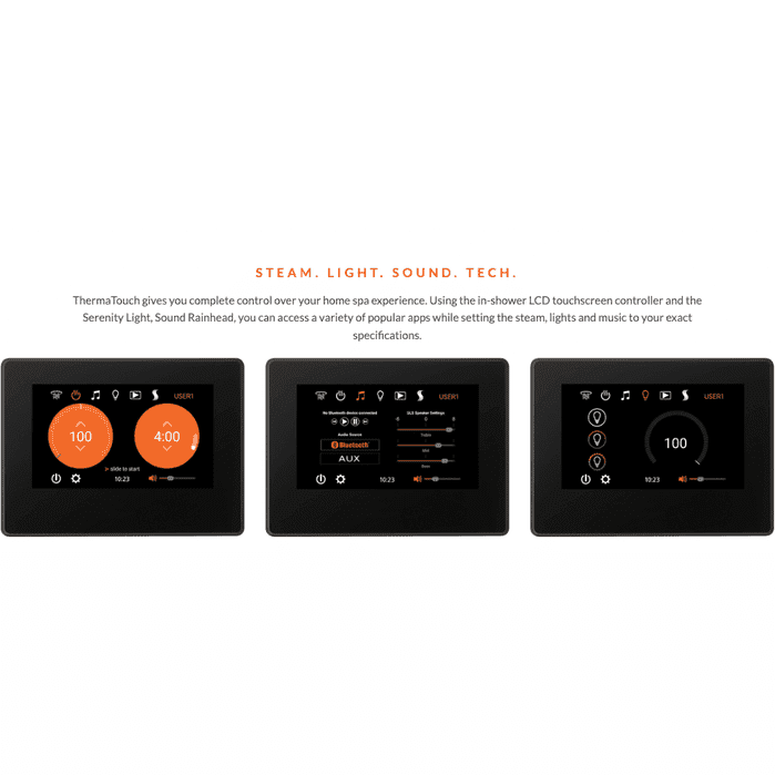 ThermaSol Waterproof 10" Smart Shower Controller The "ThermaTouch" Steam Shower Control Unit - TT10-AB