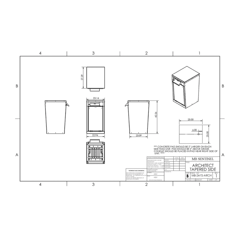 MB Sentinel Box Sentinel Dual Door Tapered Sided Cabinet for Fences and Columns - Package Only - MBS0000142