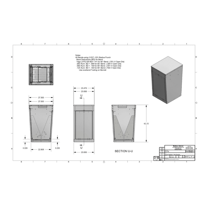 MB Sentinel Box Sentinel Front Loader Tapered Sided Cabinet- Package Only - MBS0000202