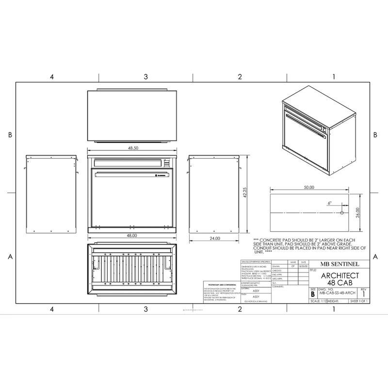 MB Sentinel Box Sentinel XL48 Cabinet for Fences and Columns- Package Only - MBS0000347